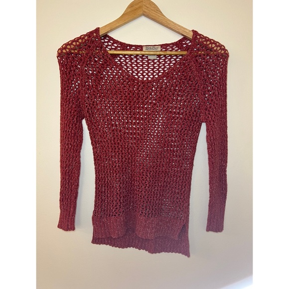 Buckle | Womens Open Knit Sweater | XSmall (XS) | Red / Ruby Red Color | - Picture 2 of 7